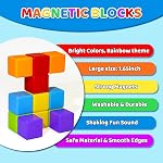 Pairez Toys Magnetic Building Blocks, 1.65 inch Large Magnetic Stacking Cubes for Toddlers, Sensory & Montessori Toys for Boys & Girls 1 2 3 Years Old (12 PCS)