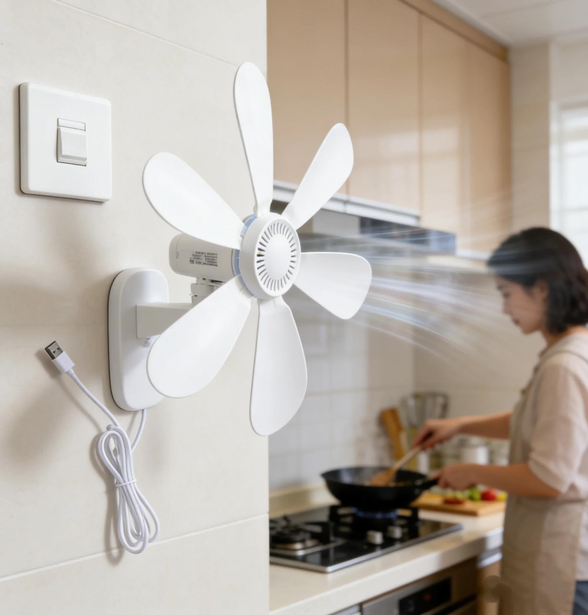 Ventilatore da parete da 16,5 pollici, con telecomando e timer, USB 5 V, con 4 velocità regolabili e pale staccabili, per camere da letto, cucine, officine e dormitori