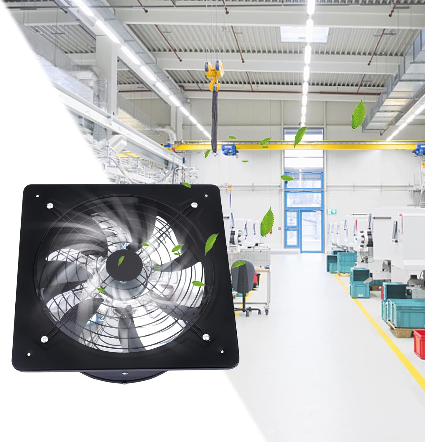 12" Window Exhaust Fan Industrial Vent Fan 125W Exhaust Fan Low Noise Extractor Fan Shutters for Windows Outside Ventilation Blower Indoor Wall/Ceiling mount for Bathroom Kitchen Shop
