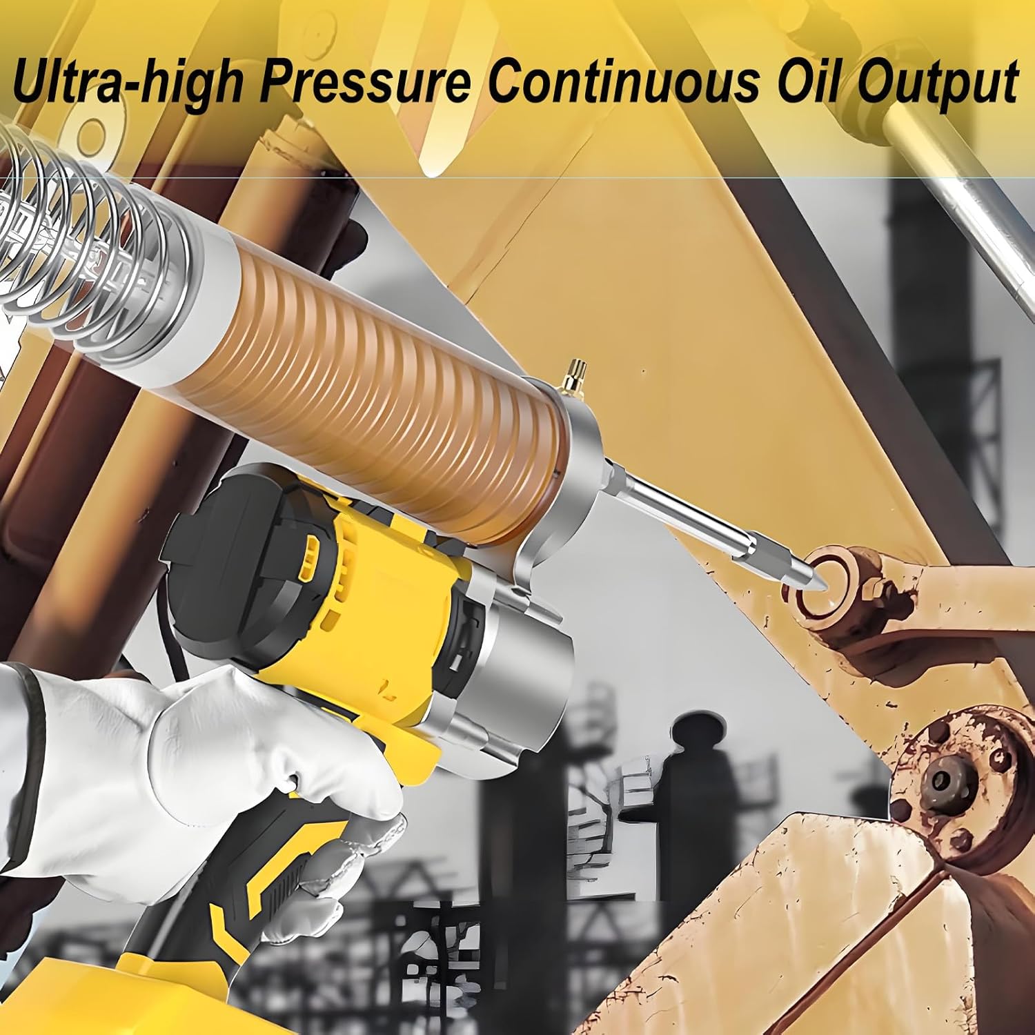 Cordless Grease Gun Brushless Compatible with DEWALT 20V Battery (NO Battery), 13000 PSI High Pressure Quick Release with 12” Flexible Hose, Electric Grease Gun Works with Bulk & Cartridge Grease