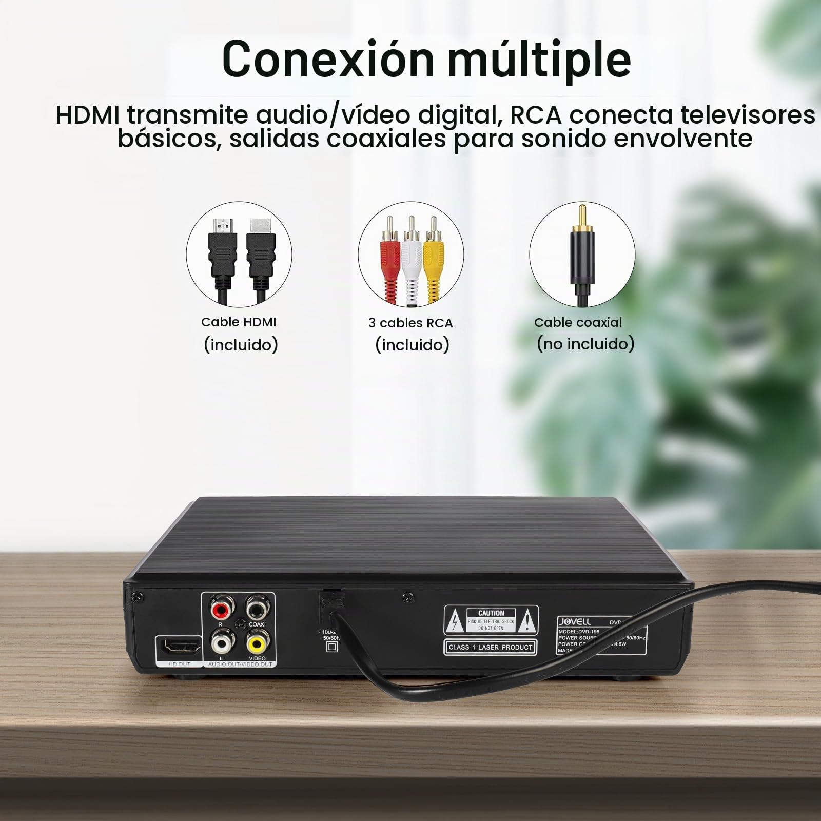 Reproductor DVD Multizona para TV | JOVELL Reproductor DVD Compacto para Hogar con Salida Coaxial, HDMI y RCA | Lector DVDs/CD con Entrada USB para Todas Las Regiones y Multiformato (No BLU-Ray)