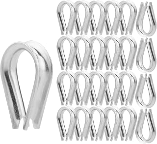 SamIdea M6 304 Stainless Steel 1/4" Diameter Wire Rope Cable 6mm Thimbles Rigging (Pack of 25)