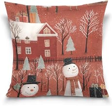OTVEE Winter Farm Snowmen Throw Pillow Covers Case Soft Comfortable Decorative Cushion Both Sides Print for Sofa Couch Bed Car Office 18'' X 18''