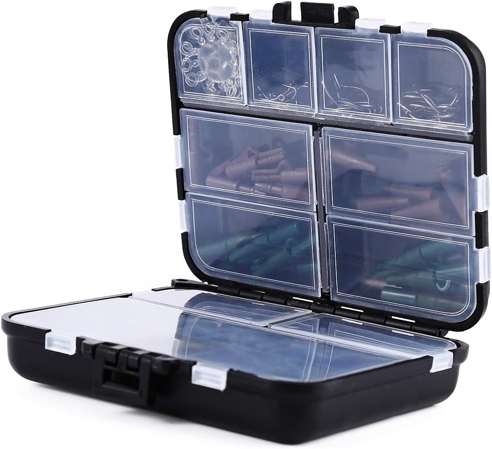 1set Assorted Carp Fishing Accessories with Tackle Box for Hair Rig Set Safty Lead Clips Antitangle