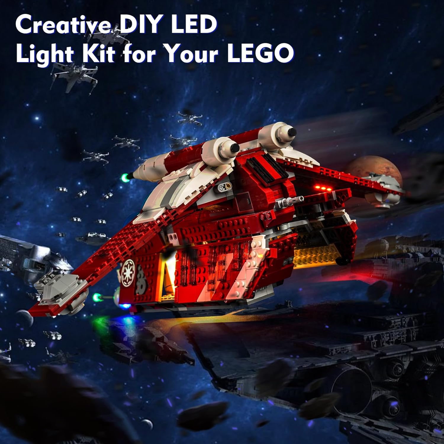 VONADO LED Light Kit for Lego Coruscant Guard Gunship 75354, Creative Lighting Set Accessories Compatible with Lego 75354 Building Set (Lights Only, No Models)