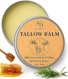 Beef Tallow for Skin - 100% Organic Pure Grass Fed, Honey Balm All-Natural Face Moisturizer with Beeswax and Raw Wild Honey Blend, Whipped Cream