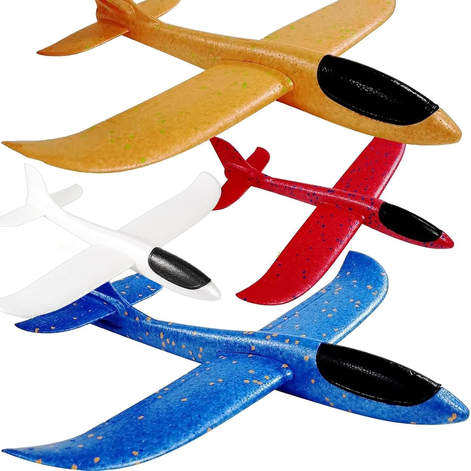 4 Pack Foam Airplanes, 17.5" Large Throwing Foam Plane, 2 Flight Mode Glider Plane, Airplane Toys for Kids 3-7 Year Olds, Outdoor Sport Toys Birthday Party Favors