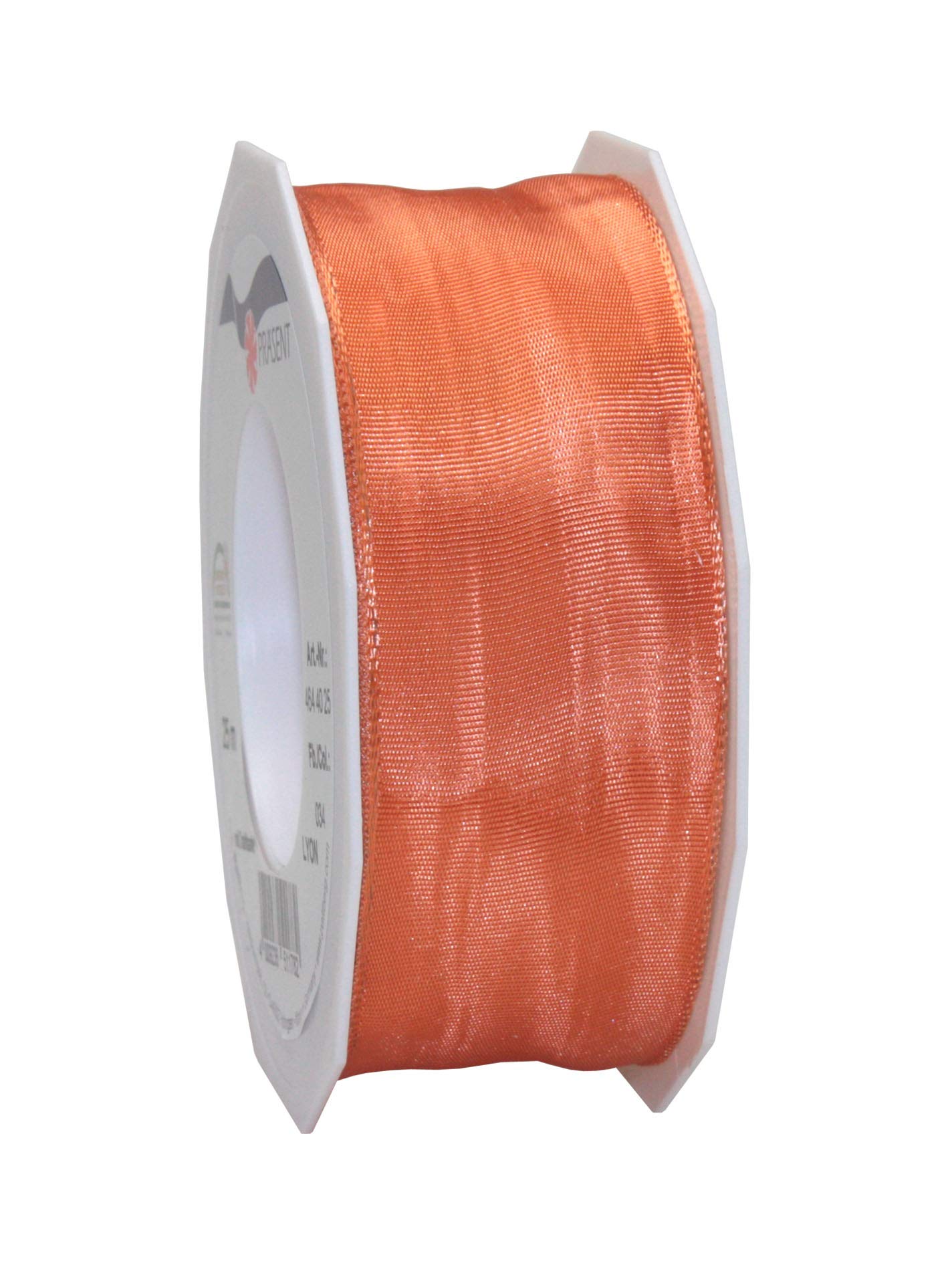 Präsent - Lyon Wired Taffeta Ribbon Salmon 40 mm Width, 25 m Length, Pink, 40 mm - 25 m