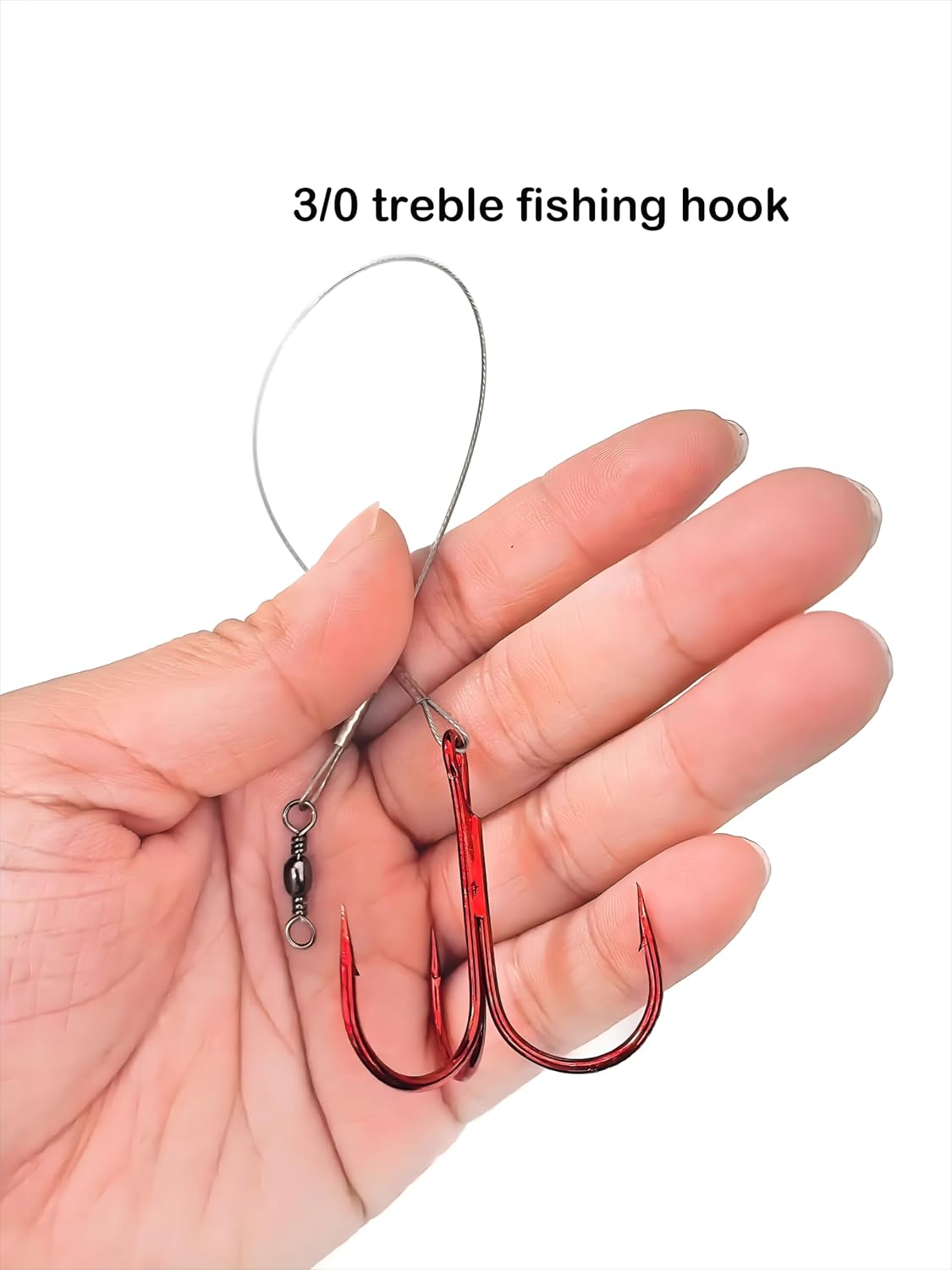 5-10pcs Fishing Treble Hook with Leader Nylon Coated Fishing Wire Leader with Swivel 3/0 2/0 1/0 1# 2# 4# 6#