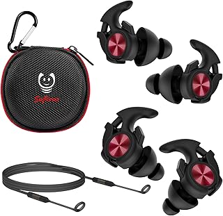 Motorcycle Ear Plugs with Lanyard, Wind Noise Reduction Keep Comms Clear & Comfy Under Helmet, 27dB Reusable Earplugs for Motorbike, Touring, Racing, Riding - 2 Sizes Hearing Protection
