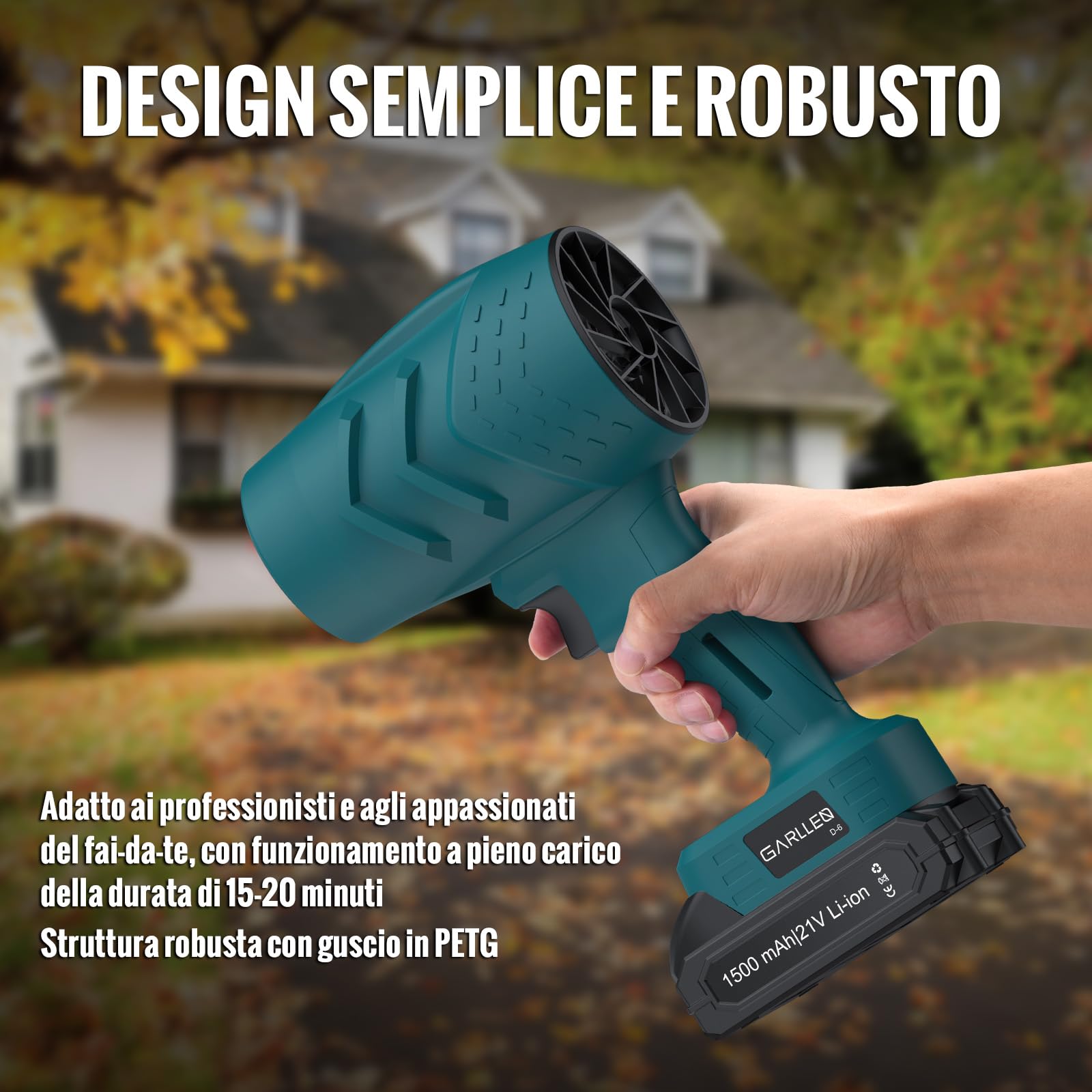 GARLLEN Elettrico Rimuovi Polvere Aria Compressa Senza Fili 35000RPM 21 V,Soffiatore Aria Compressa con 2 Batterie da 1,5 Ah e Caricabatterie,Velocità Regolabili per Foglie, Auto, Polvere
