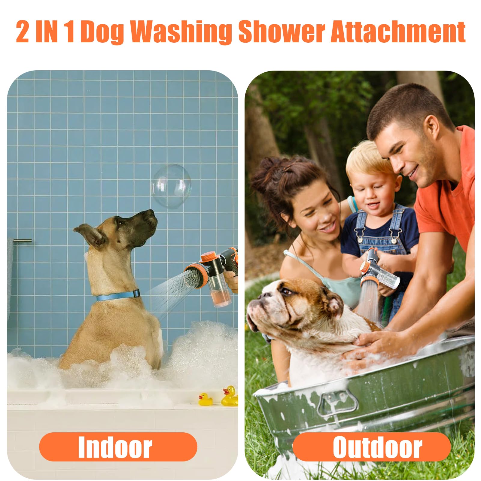 Hunde-Duschaufsatz mit Metall-3-Wege-Duschumsteller und 1,8 m Duschschlauch für Badezimmer, Showr-Arm, Hundewaschschlauchdüse für einfaches Baden von Haustieren, Hundewaschschlauchaufsatz