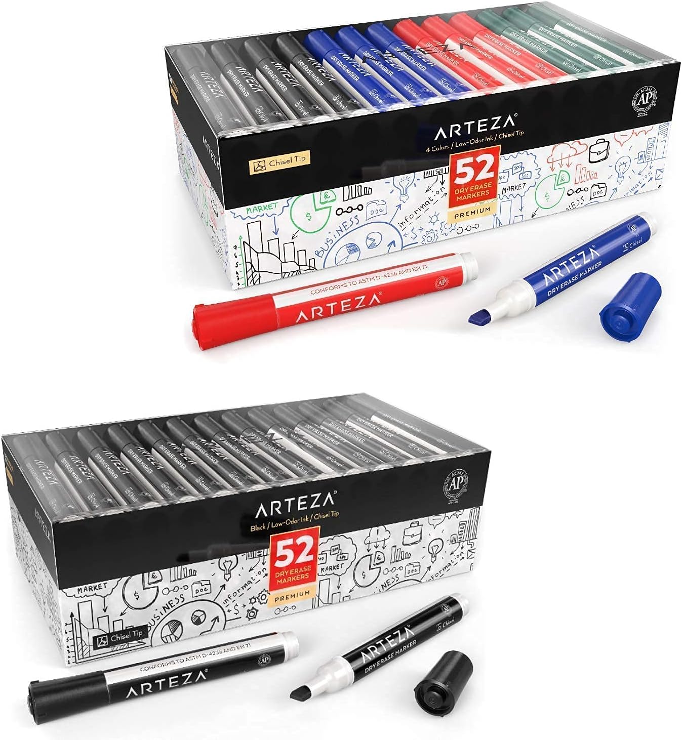ARTEZA Dry Erase Markers Bundle for Office, Schools and Home