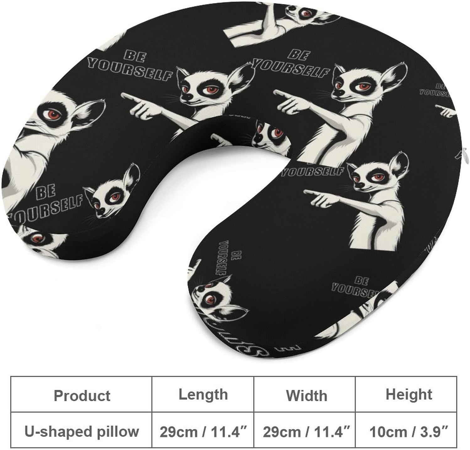 Lemur Be Yourself Memory Foam Pillows U Shaped Travel Neck Pillow