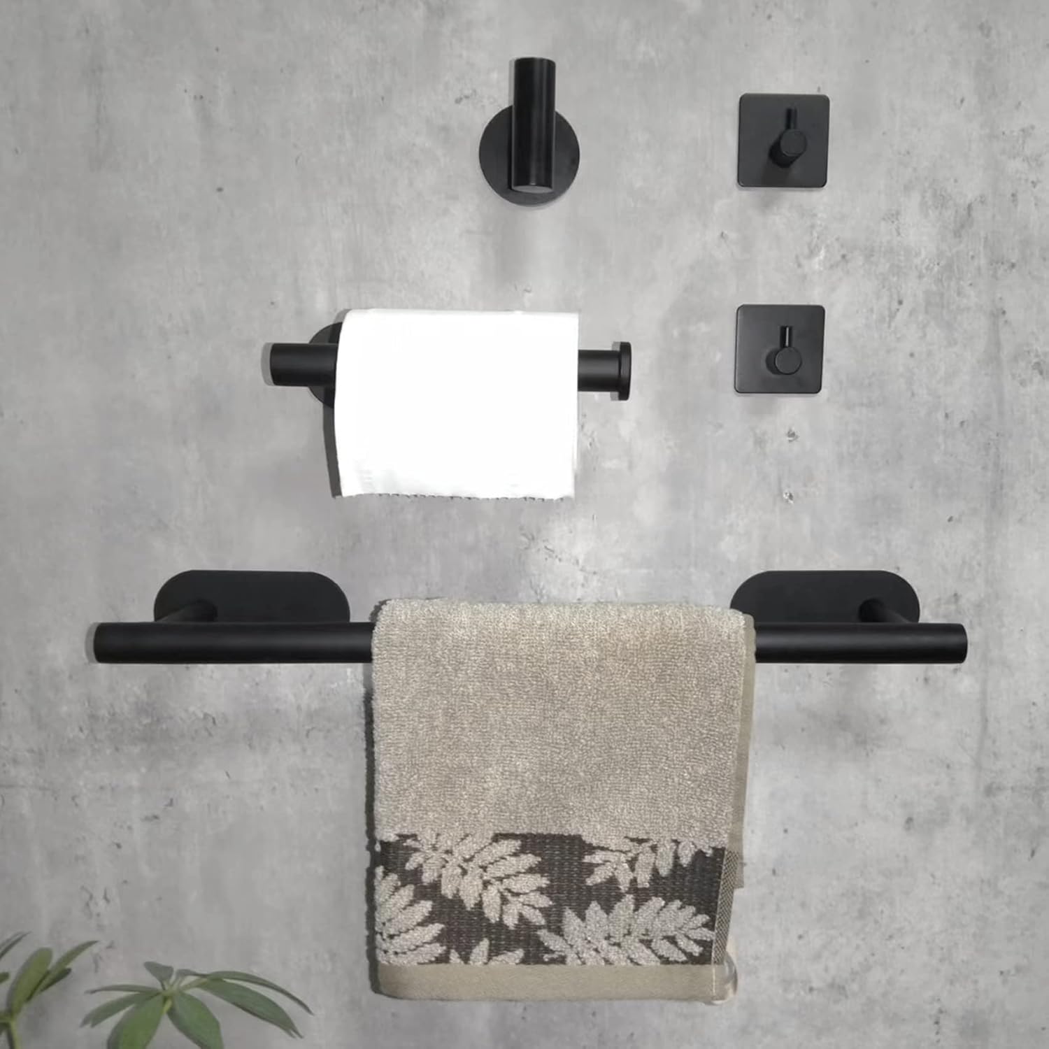 yozhch Bathroom Towel Rail Set, Self Adhesive Toilet Roll Holder and ...