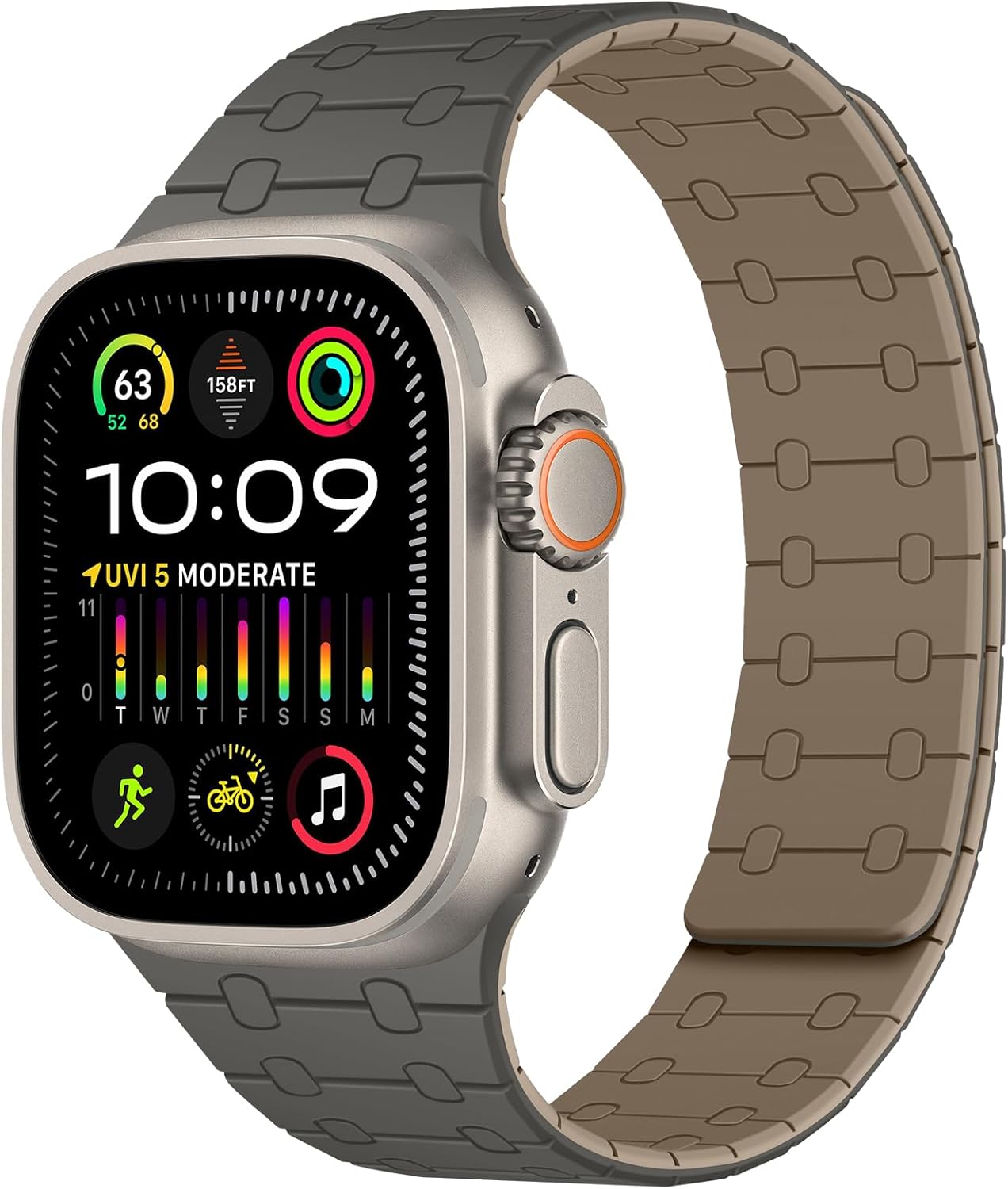 Amizee Magnetic Bands Compatible with Apple Watch Band 49/46/45/44/42/41/40/38mm Women Men, Sport Silicone Strap for iWatch Ultra 3/2/1 Series 11 10 9 8 7 6 5 4 SE3/2/1 (49/46/45/44/42, Gray Coffee)