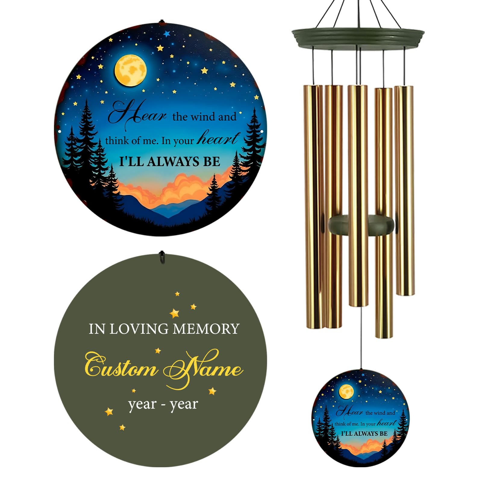 Memorial Wind Chimes Personalized, Sympathy Gifts for Loss of Loved One