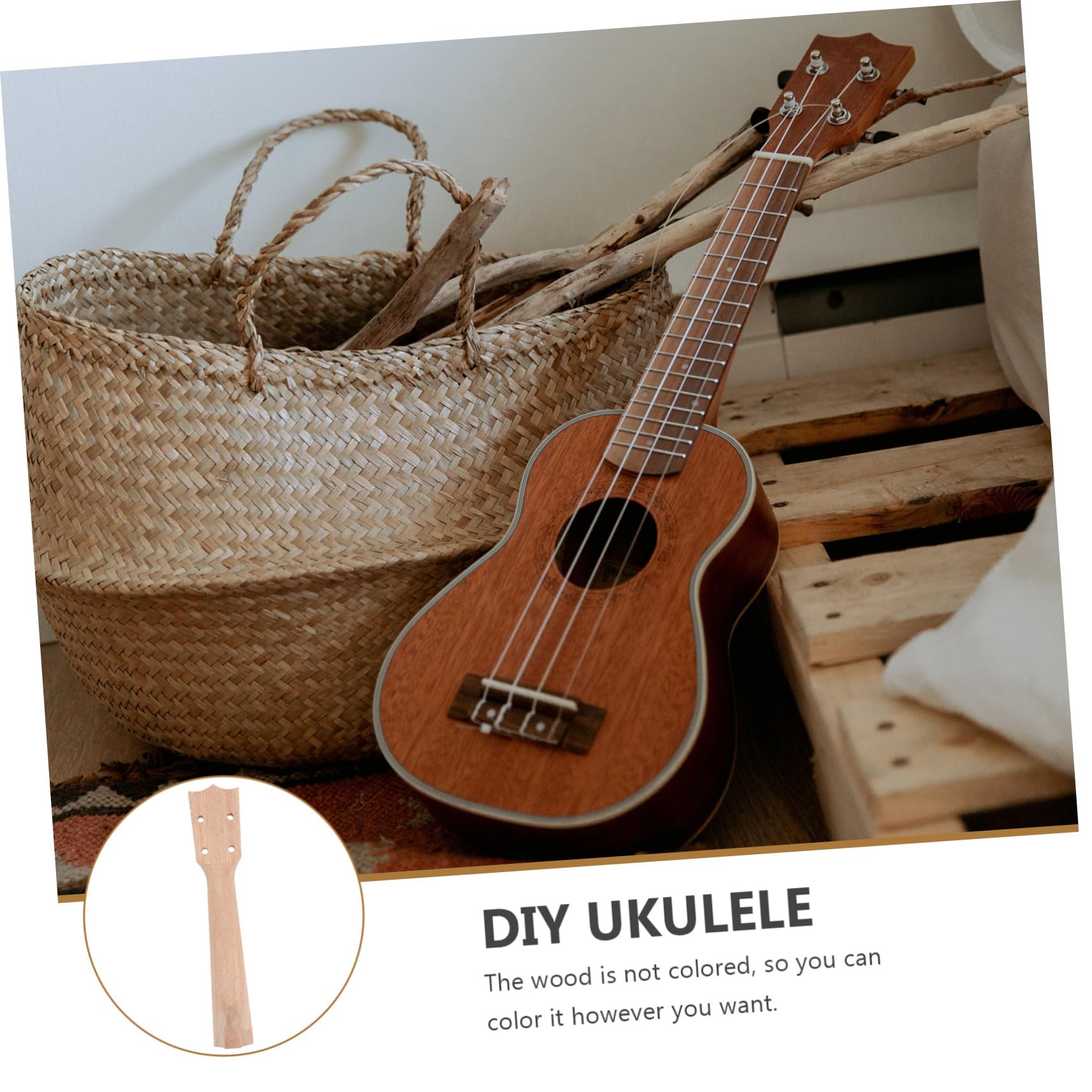 BESTonZON 4pièces Manche De Ukulélé Bois Massif Fait Main Accessoire Diy Pour Instrument De Musique Remplacement Durable Et Facile à Installer
