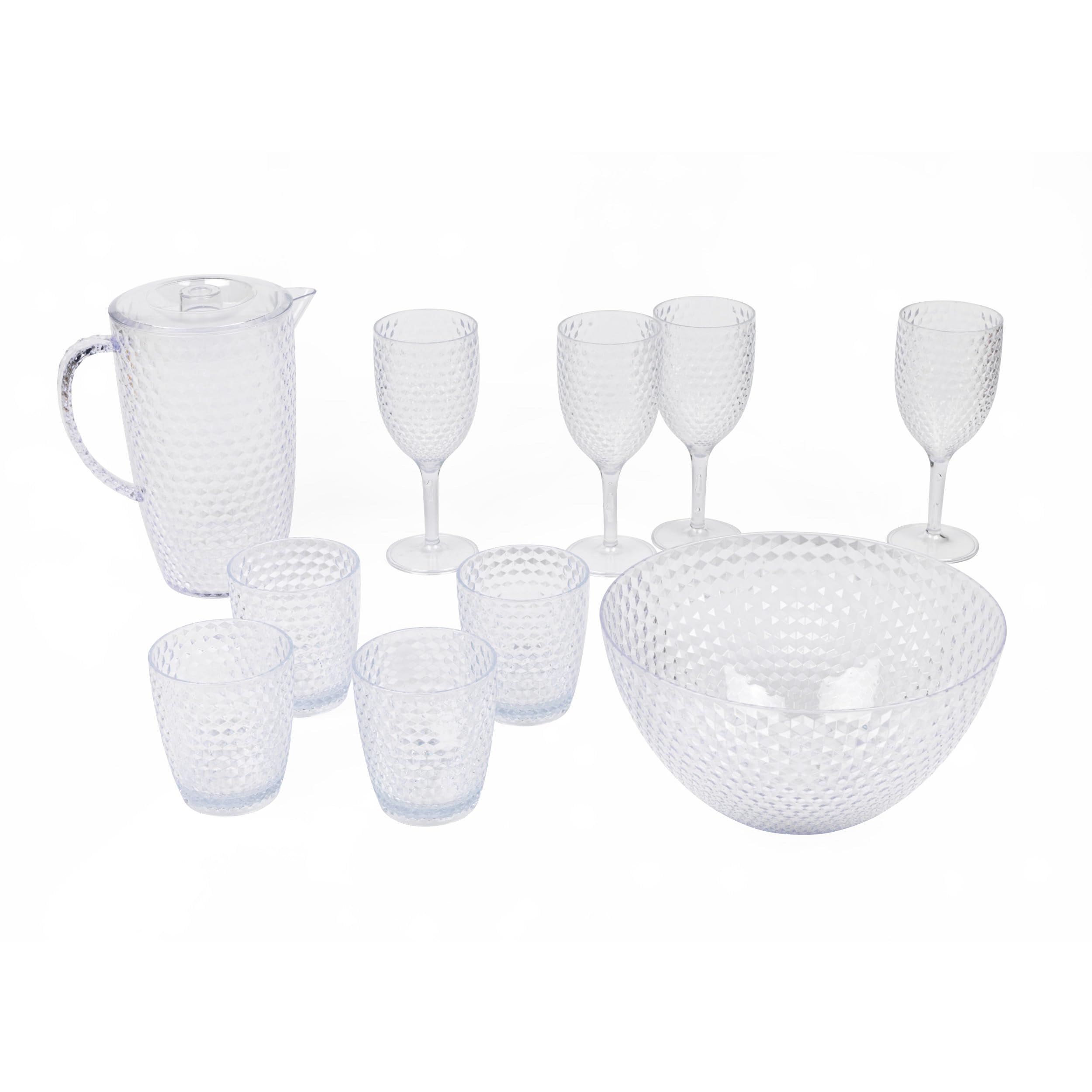 Cambridge CM07654EU7 Fete Drinking Tumblers with Diamond Design, 4 Piece Set, BPA Free Plastic Cups for Outdoor Use, Parties, Holiday Homes, Picnics & Children, Clear