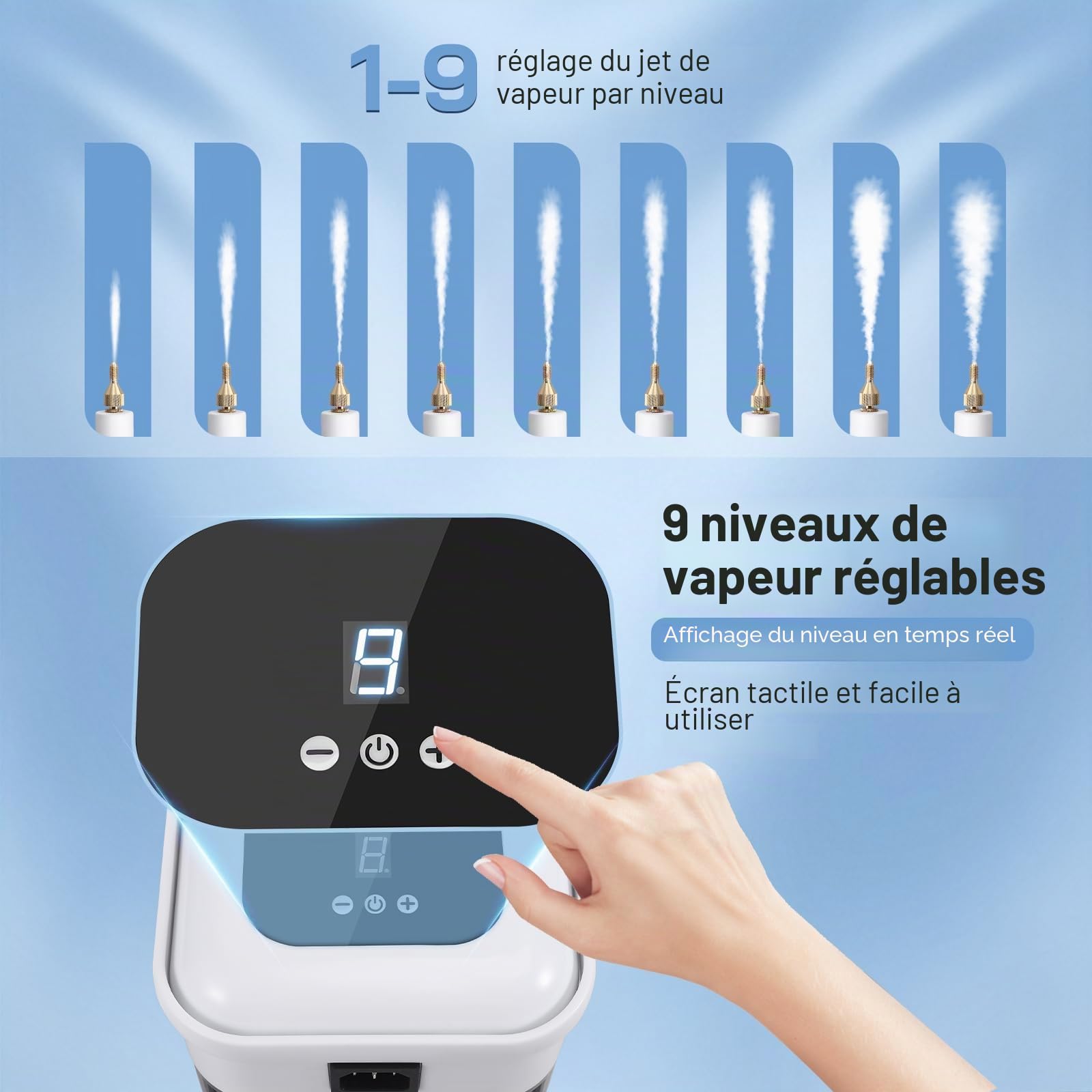 Nettoyer à Vapeur, 2500W Nettoyeur Vapeur Professionnel avec 6 Têtes 1200ML Réservoir d'eau de Grande Capacité, Nettoyage Vapeur pour le Nettoyage, Canapés, Carrelage, Voitures