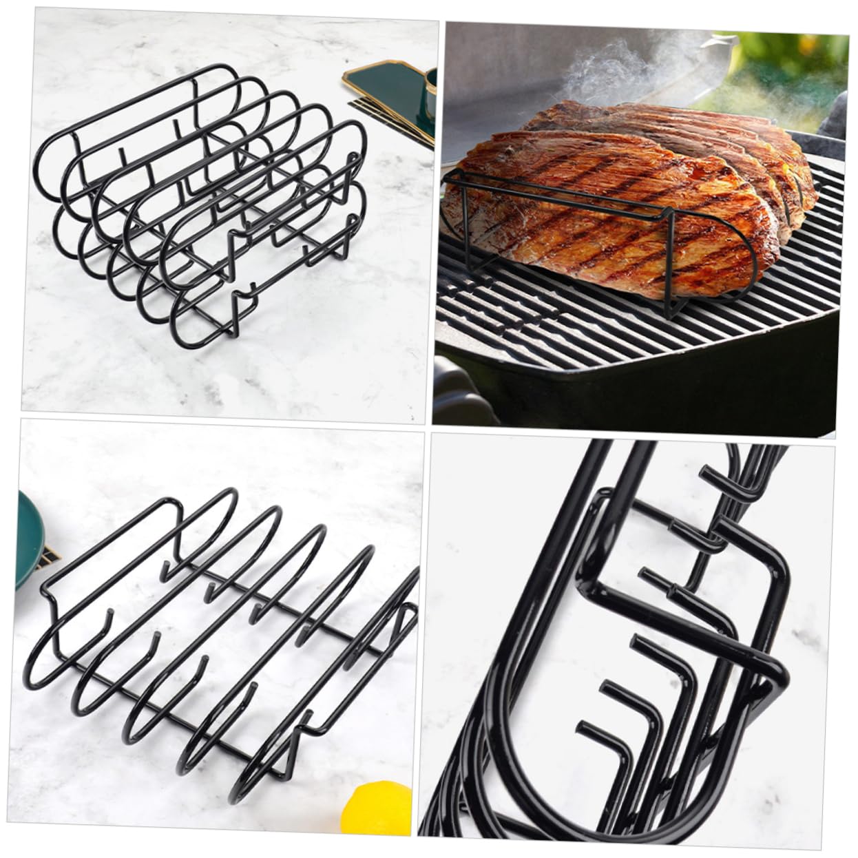 BESTonZON Costole Arrosto Inossidabile Rastrelliera per Barbecue Portatile per Grigliate