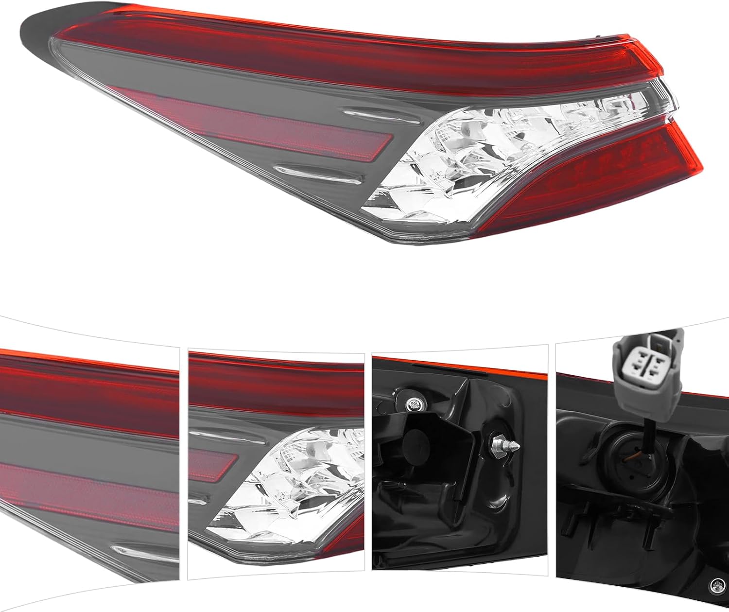 Left Tail Light Assembly for 2021-2024 Toyota Camry XSE XLE, LED Outer Lamp Replacement for OEM 8155006A30 (Left Outer Taillight)