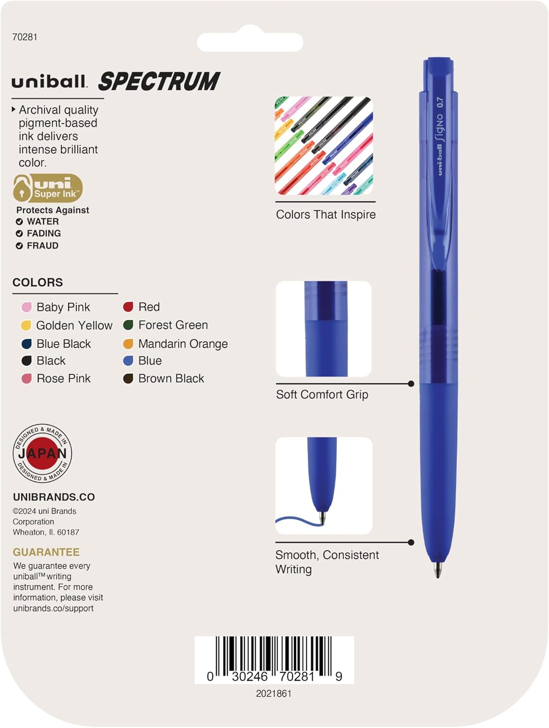 uniball Spectrum Retractable Gel Pens, Medium Point (0.7mm), Assorted Ink, 15 Pack