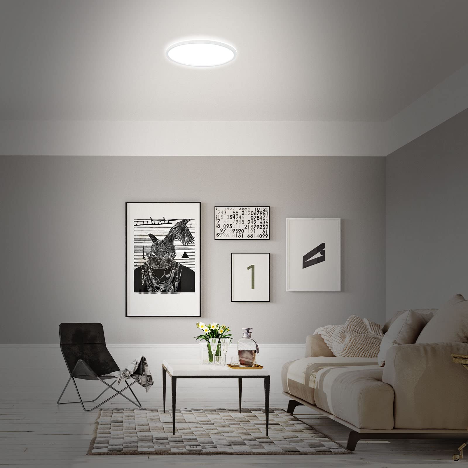 BRILONER - Plafoniera LED intelligente, colori brillanti RGB, effetto luce indiretta, luce bianca neutra, lampada da salotto WiFi, telecomando, controllo vocale