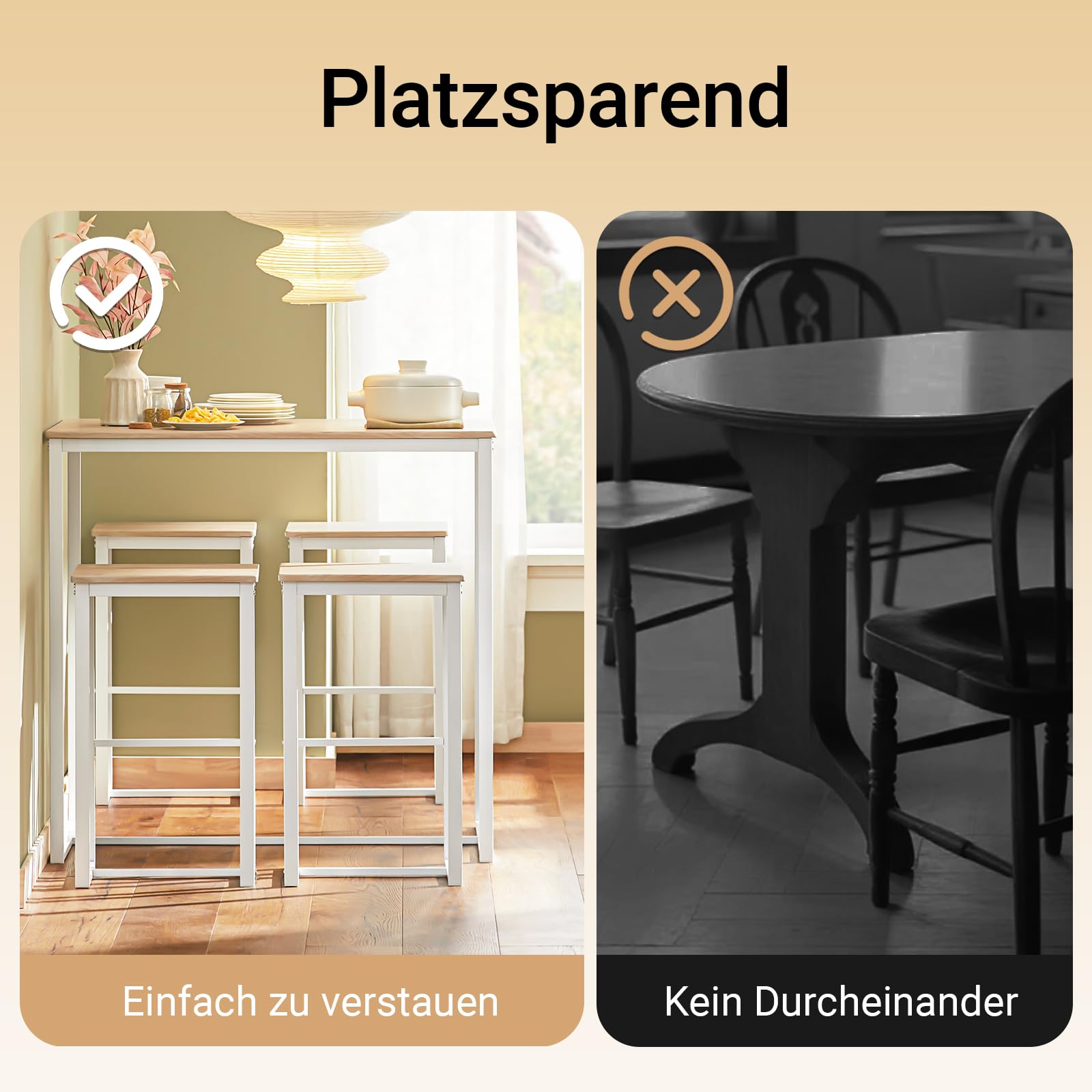 SoBuy Esstisch mit 4 Stühlen, platzsparend, 100x60x96cm, für Küche
