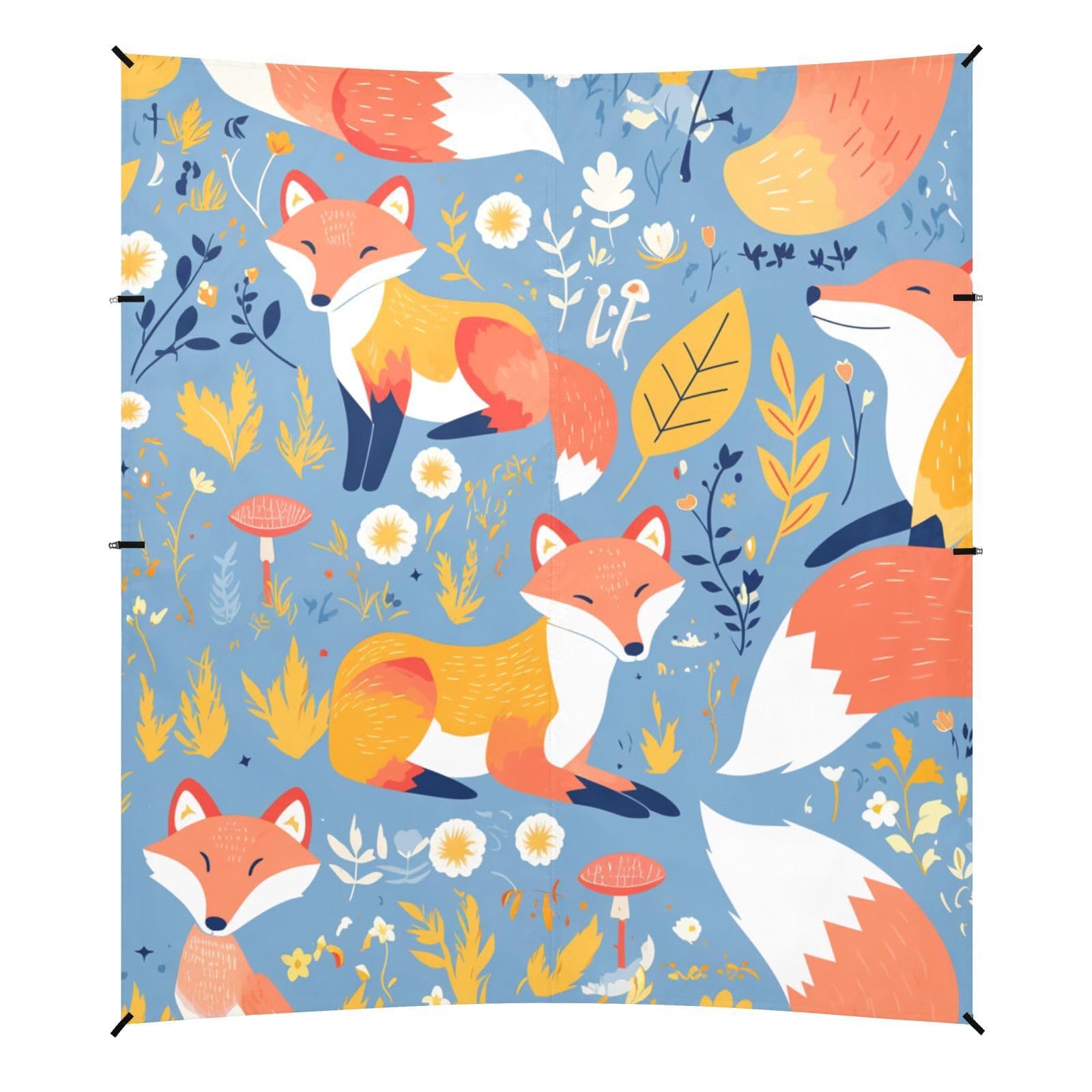 Safari Animals Fox Beach Tent UPF50+ Protection Waterproof Large Portable Sun Shelter with Sandbags and Shovel for Camping Trips, Fishing, Backyard Fun or Picnics