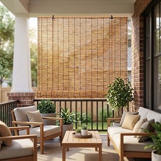 Outdoor Bamboo Blinds for Patio, Waterproof Reed Shades, 36