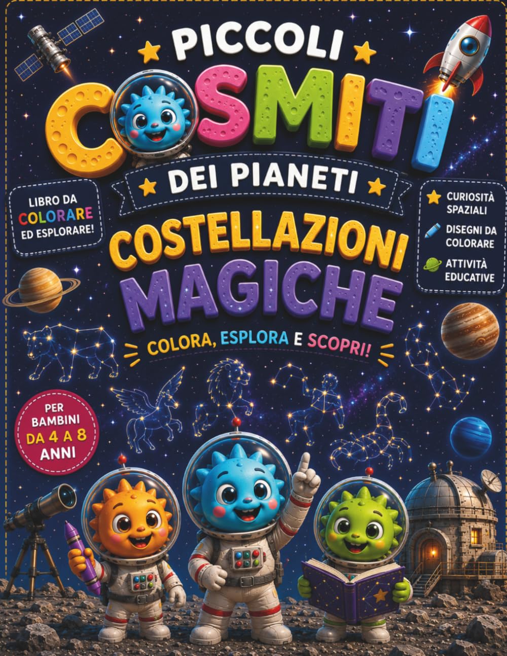I Piccoli Cosmiti dei Pianeti – Costellazioni Magiche: Libro da colorare e attività sullo spazio per bambini dai 5 agli 8 anni con costellazioni, ... educativi, labirinti e missioni spaziali