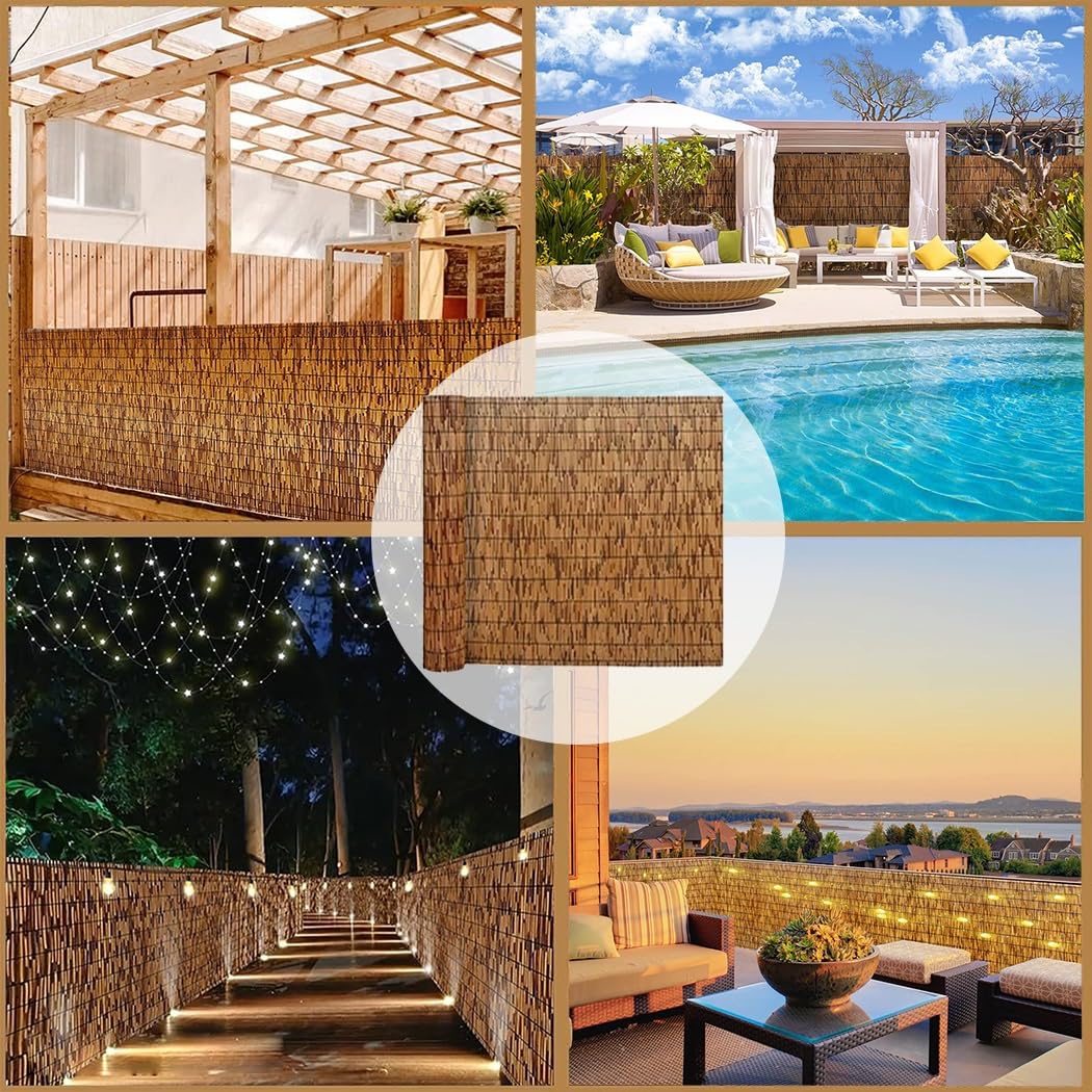 200 x 180 cm pannelli di recinzione in bambù naturale e moderno per giardino, terrazza, balcone, decorazione esterna perfetta e soluzione frangivento