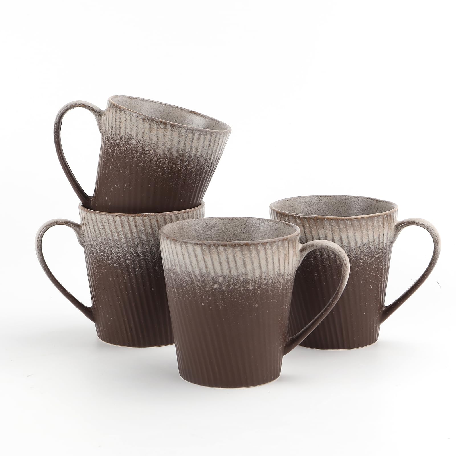 DOWAN Kaffeetassen Set 4er, 350ml Kaffeebecher Keramik Tassen Set | 12oz Kaffeebecher Porzellan, Steingut Tassen für Tee, Latte Macchiato,Stapelbare, Mikrowellen- und Spülmaschinenfest