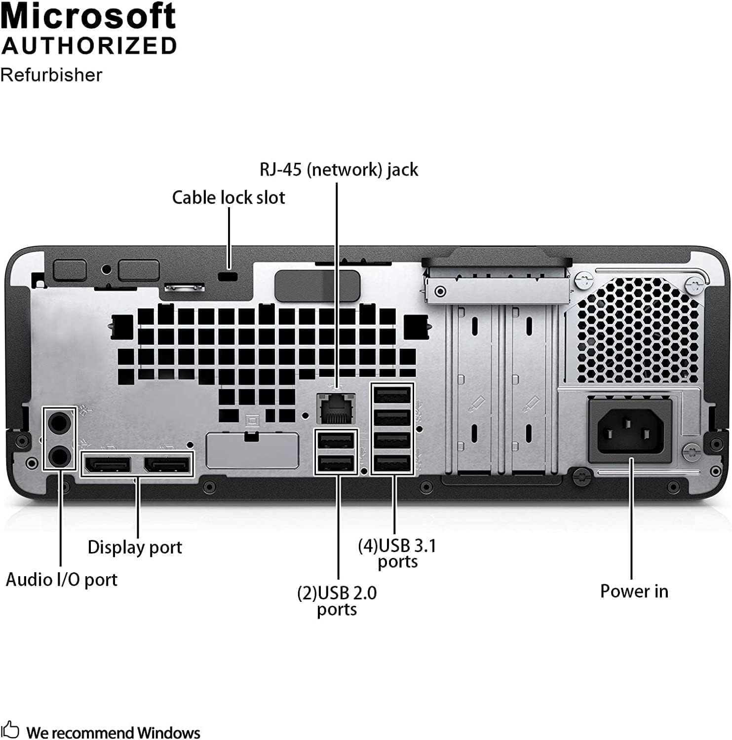 HP EliteDesk 800 G4 SFF PC, Intel Core i5-8500T, 8 GB RAM, 256 GB SSD, Teclado QWERTY US, Windows 11 Pro (reacondicionado)