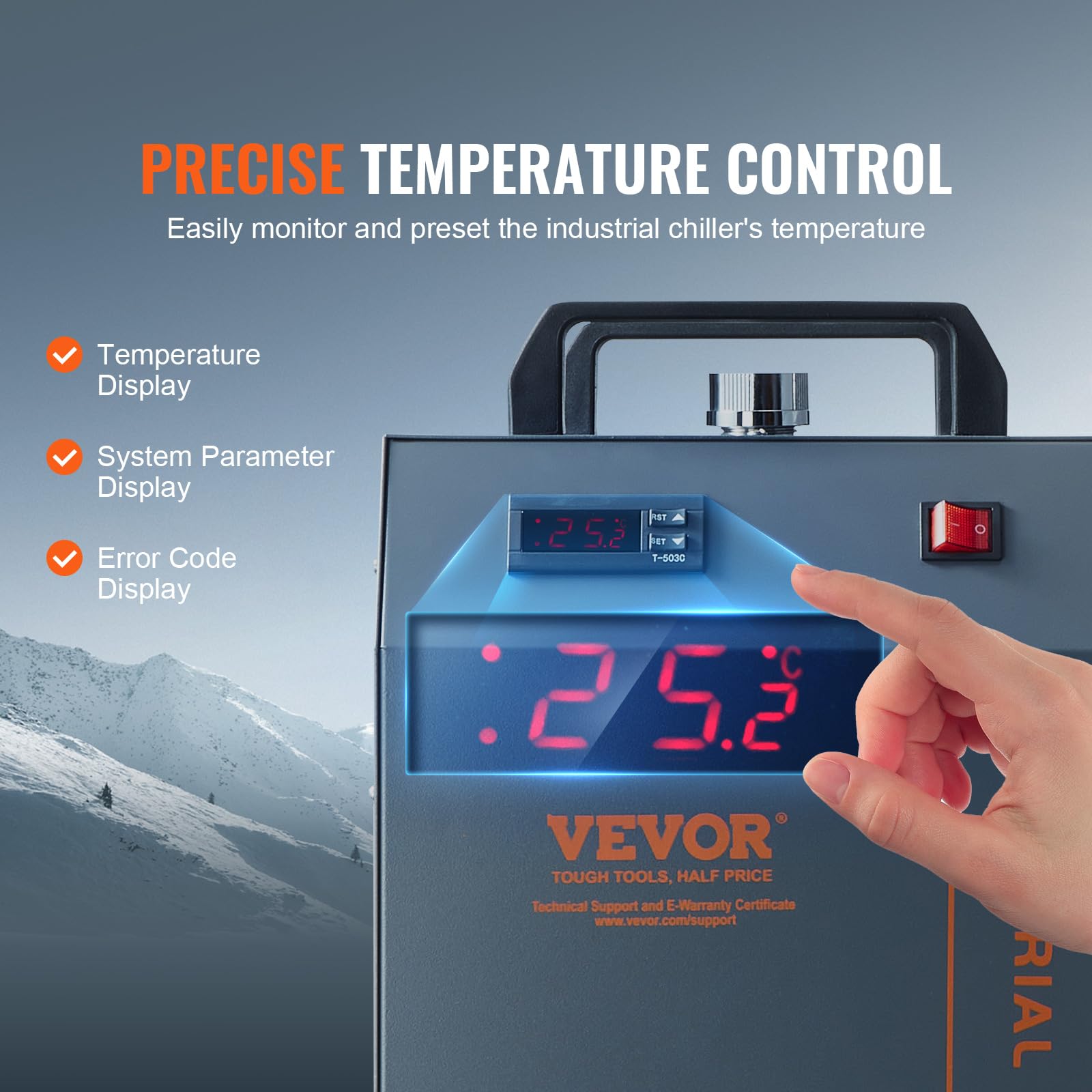 VEVOR Refrigeratore d'acqua industriale, CW-5202, sistema di raffreddamento, capacità del serbatoio dell'acqua 7 litri, portata 18 l/min per macchina per incisione laser