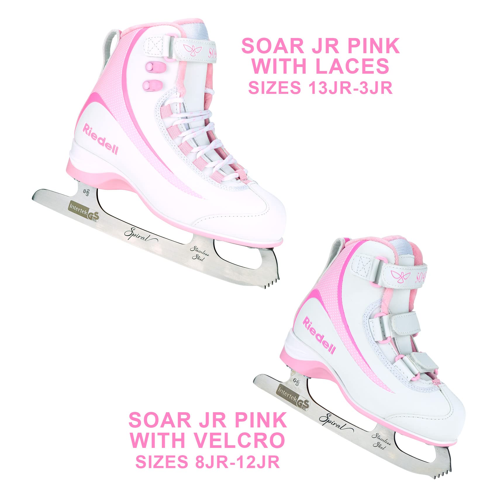 Riedell Soar Youth Ice Skates - Recreational Soft Beginner Figure Ice Skates | Pink | Size 11 JR