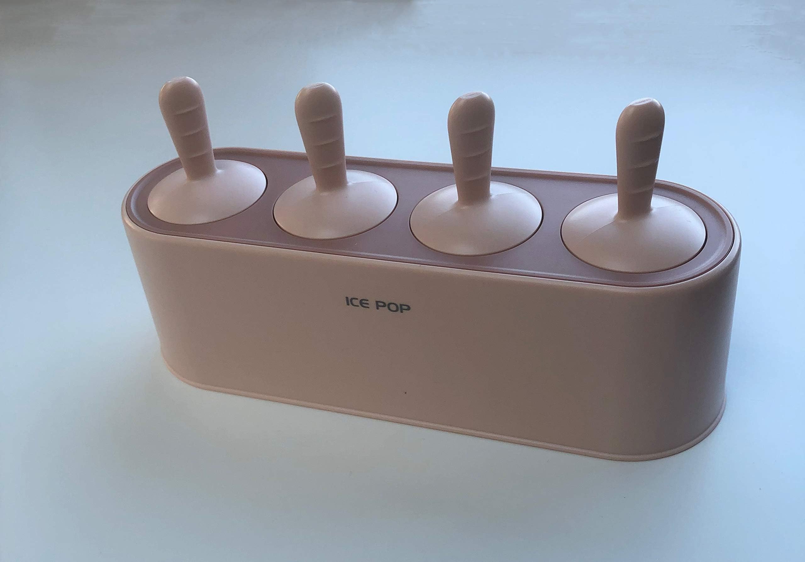 Popsicle Mold set 4 cavities, Ice Pop Molds Maker, ice cream Container for Homemade ice pop, Ice Cream mold, popsicle molds DIY (Pink)