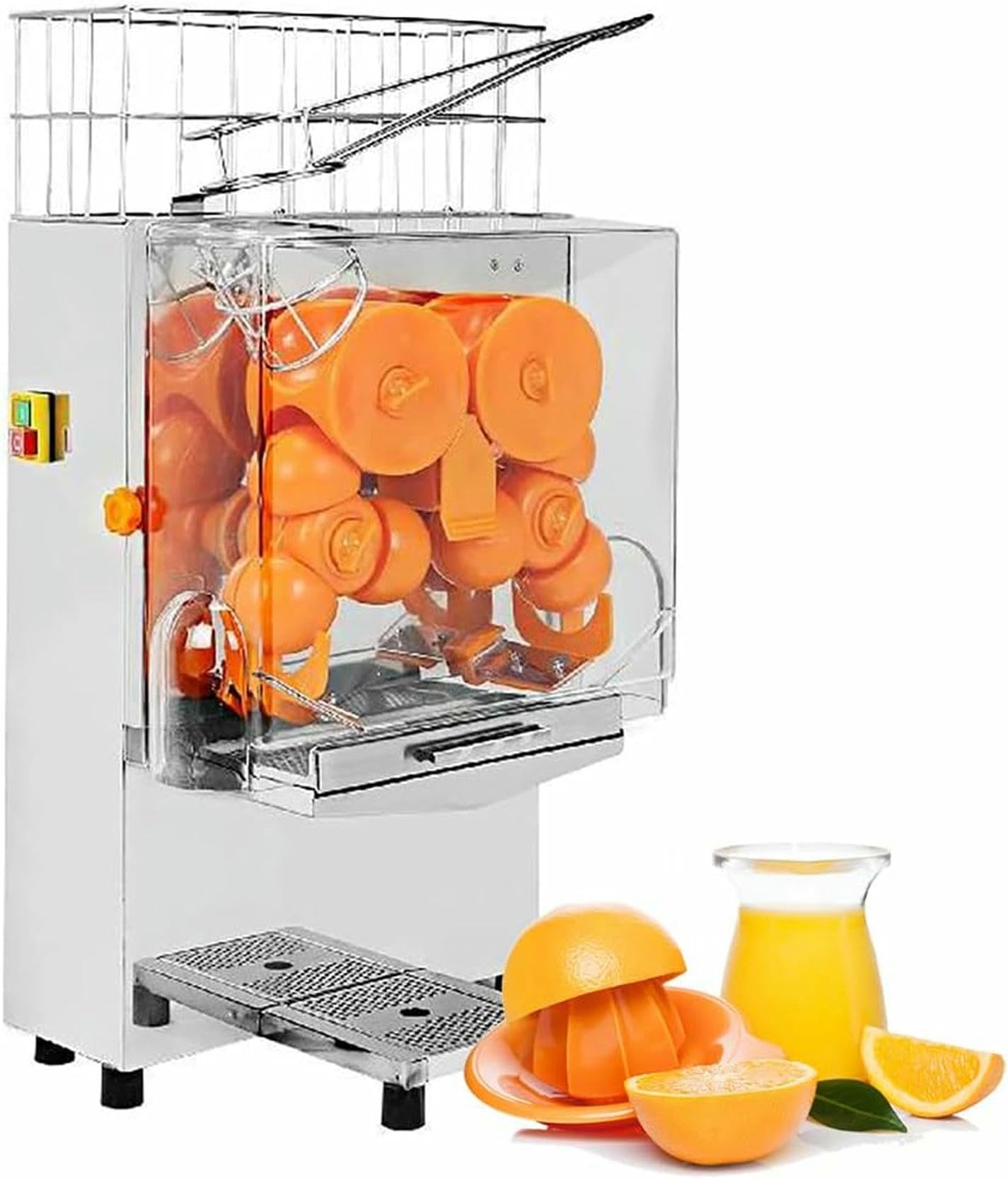 Exprimidor de Naranjas Comercial, exprimidor eléctrico de cítricos de 120 W, alimentación automática, 20-30 Naranjas por Minuto con Filtro extraíble. Ampliamente Utilizado en Super