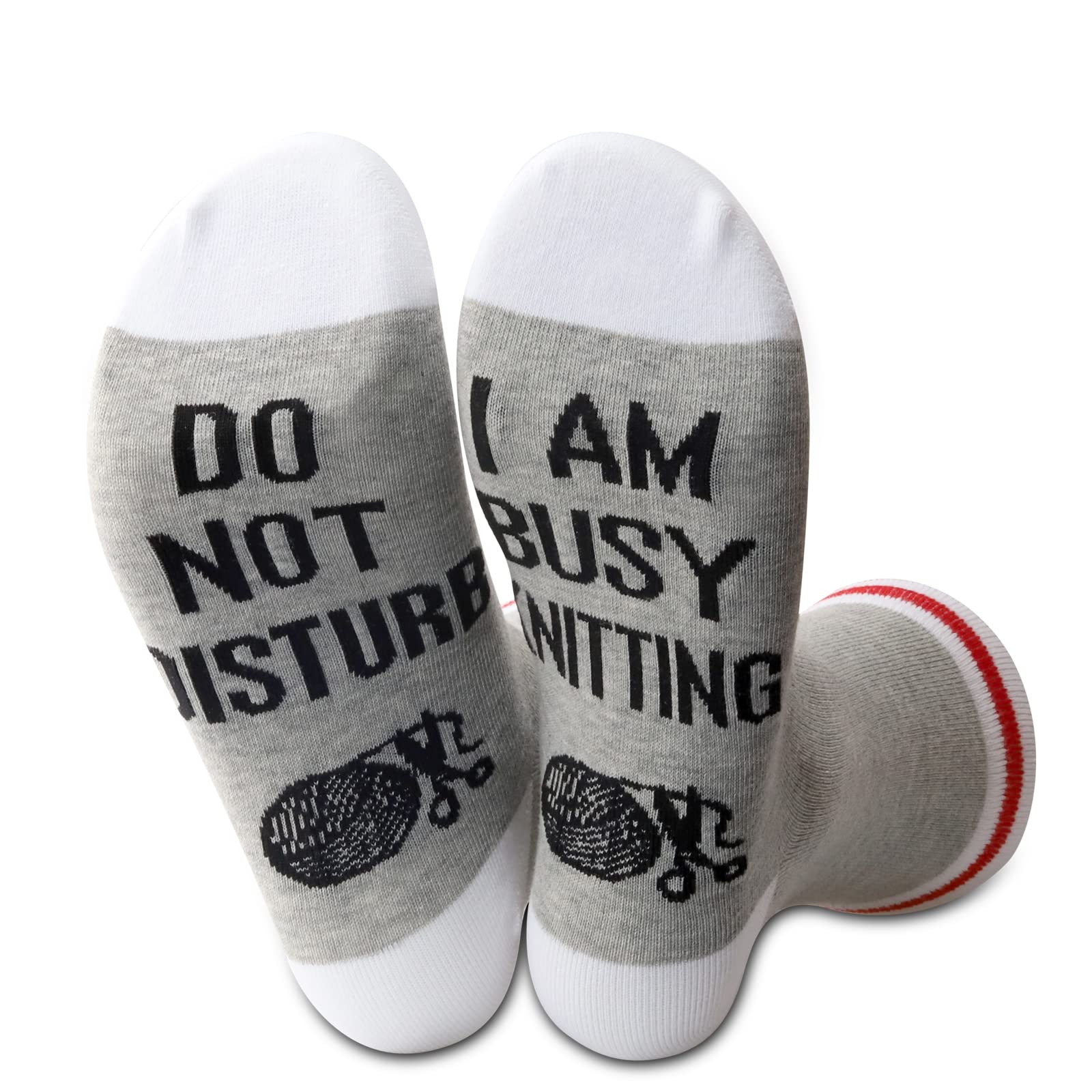 Generic Do Not Disturb I Am Busy Knitting Novelty Socks Grey-Knit Unisex Size L