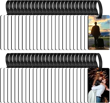 60 Pcs Sublimation Luggage Tag Blanks Double Sided, MDF Suitcase Name Tag Blanks Bulk Sublimation Bag Tags with Strap Luggage Labels Blank for DIY Suitcase Travel Sports Bags