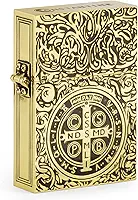 Isqueiro Constantino, Esculpido Vintage Grande Armadura Pesada Estilo Ouro Gasolina Querosene São Bento Isqueiro de Metal para Colecionar, Presente para Homens, Pai, Marido