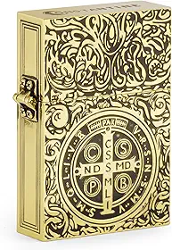 Isqueiro Constantino, Esculpido Vintage Grande Armadura Pesada Estilo Ouro Gasolina Querosene São Bento Isqueiro de Metal para Colecionar, Presente para Homens, Pai, Marido