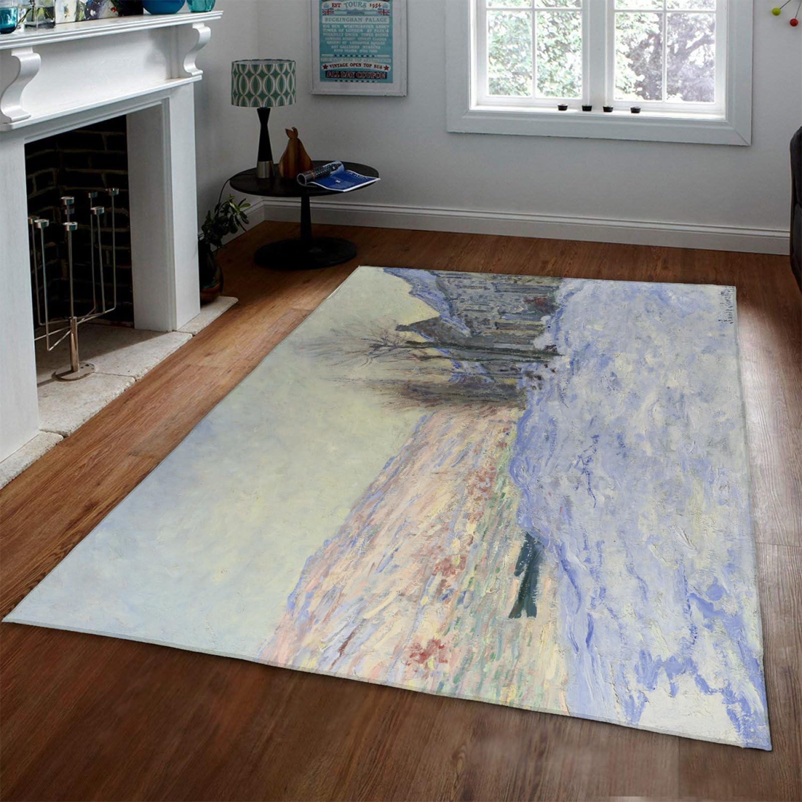Tapis Claude Monet paysage d'hiver pour une décoration de chambre moderne et cosy