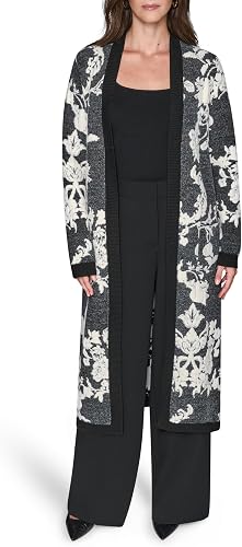 KARL LAGERFELD Paris Women's Sportswear Cardigan, Black/Birch, X-Small