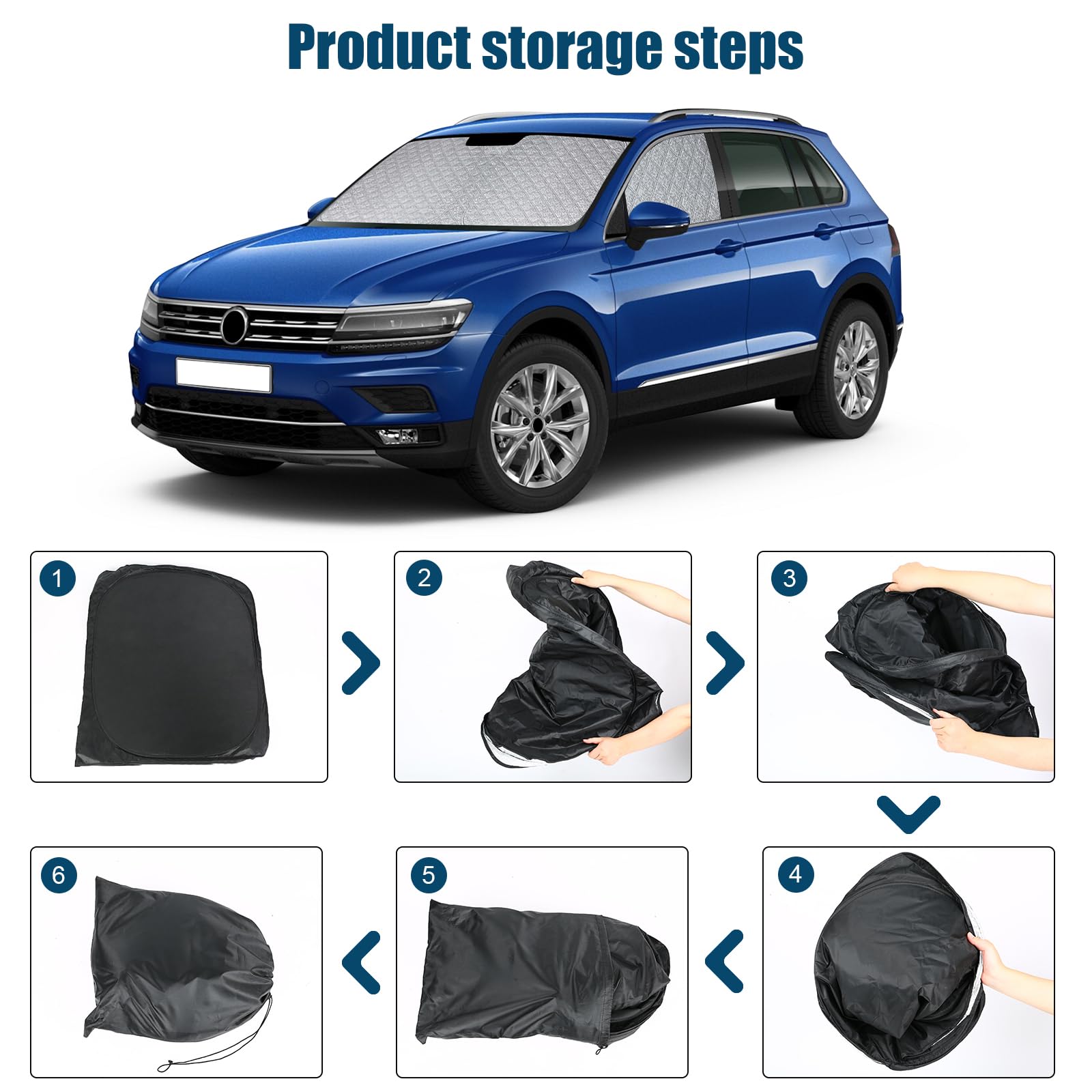 3PCS Sonnenschutz Auto Frontscheibe für 2017-2024 VW Tiguan SWB