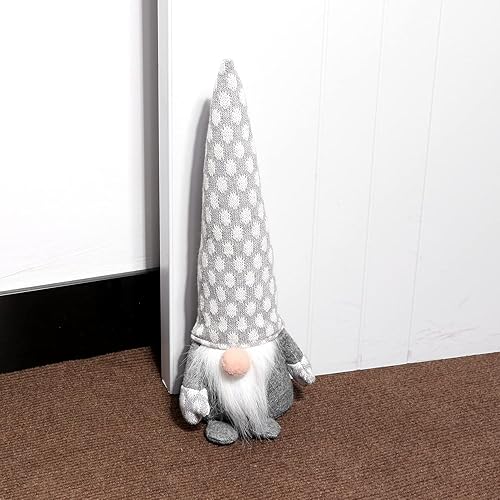 Miniatura 7 de CERAYOU Tope decorativo de puerta de Papá Noel, protector de pared de tela resistente, adornos de gnomos de Navidad para decoración del hogar y la