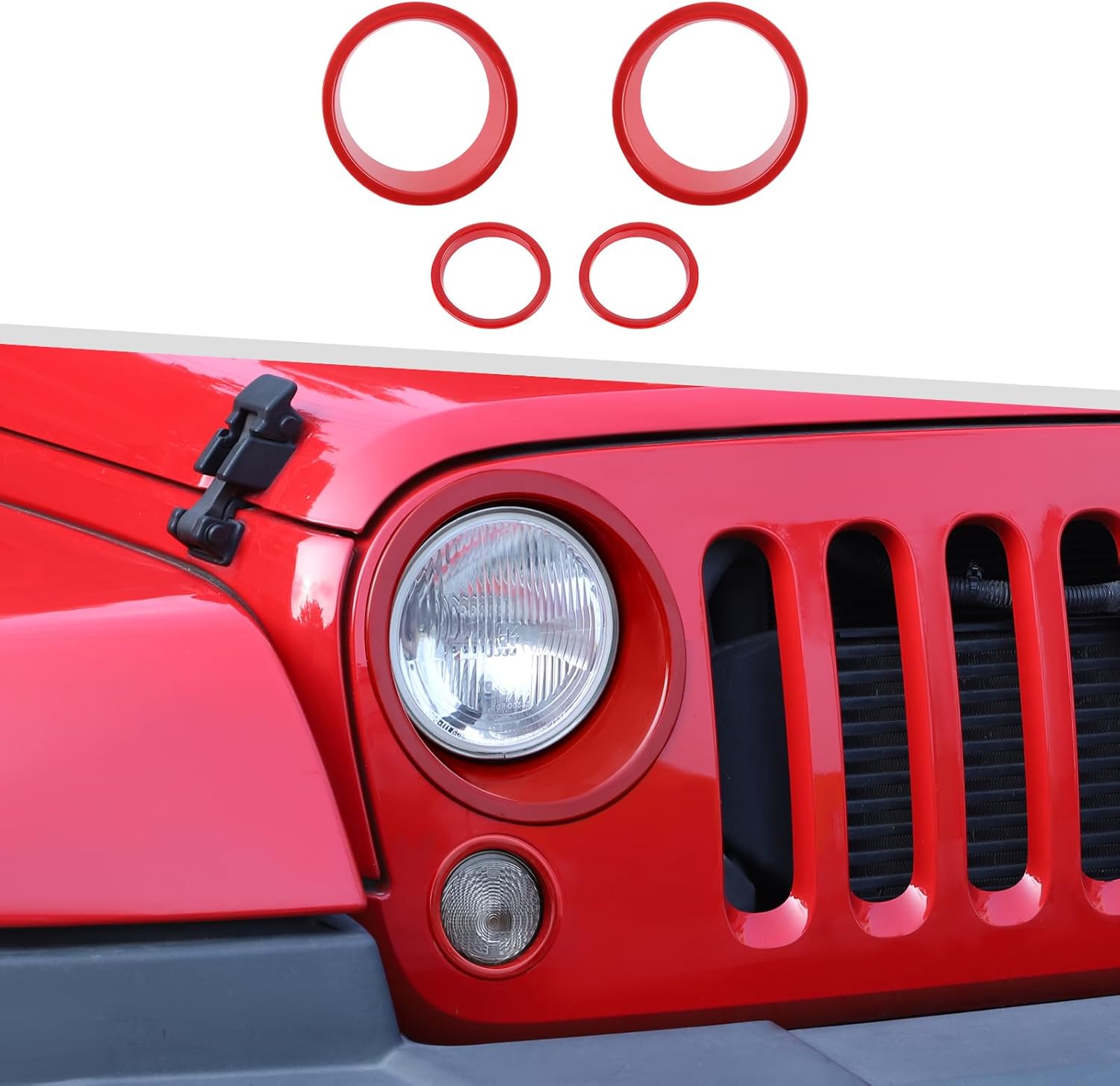 Jimen Fit for Jeep Wrangler JK & Unlimited 2007-2018, 4PCS Headlight Bezels & Turn Signal Light Cover Trim (Purple)