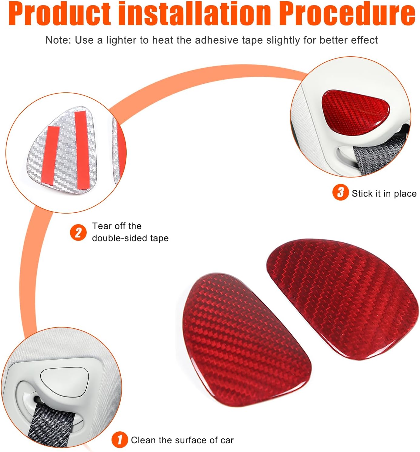 Compatible with Tesla Model 3/Y 2016 2017 2018 2019 2020 2021 2022 Car Seat Belt Decorative Cover,Seat Belt Buckle Protective Cover Trim (Red Carbon Fiber)