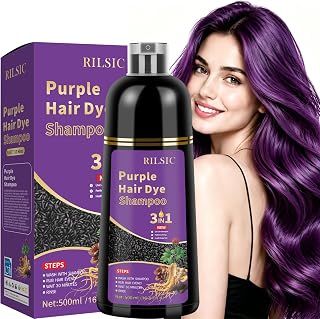 Purple Hair Shampoo for Grey Hair, 500ml Shampoo for Hair Colour 3in1 | 3-i-1 hårfärg, naturlig färg, schampo hårfärgningsmedel vit direkt, hårfärgning för män kvinnor
